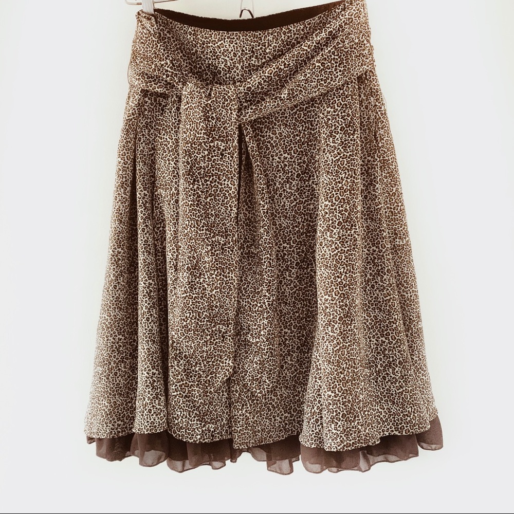 H&M Leopard Print Knee Length Ruffle Full Skirt 8